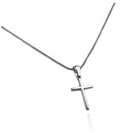 Lagure L23071C0 Mini Simple Cross Cross Silver Necklace Stainless Steel Accessory Chain, Stainless Steel