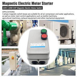 GOLACOD Magnetic Electric Motor Starter 220V 2.2KW 3HP 3 Phase or Single Phase Magnetic Switch Motor Starter Fit for Air Compressor Magnetic Electric Motor Switch