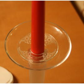 Biedermann & Sons Glass Bobeche Candle Rings with White Pattern, Set of 12