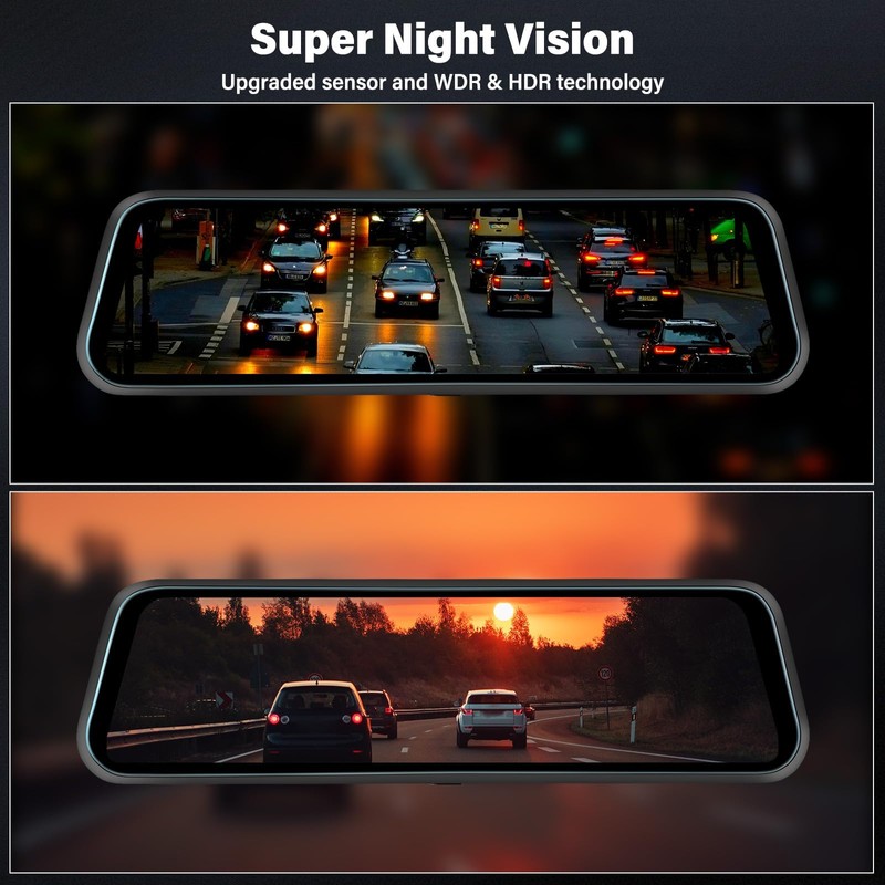 3 Channel 9.66'' WiFi Mirror Dash Cam with Front and