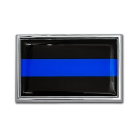 Elektroplate Police Thin Blue Line All Metal Emblem for Cars, Trucks, and All Auto | Universal Fit at 3.8" x 2.5" | Weatherproof
