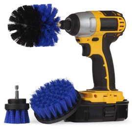 Bond Hardware Set Of 3 Drill Brush Attachment Power Scrubber Cleaning Kit All Purpose for Bathroom Surfaces, Grout, Floor, Tub, Shower, Tile, Corners, Kitchen - Fits Most Drills, Blue