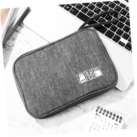 TEHAUX 2 Pcs Portable Earphone Storage Pouch Lightweight Travel Cable Bags for Data Cables Chargers Accessories Durable Organizer for Electronics Grey