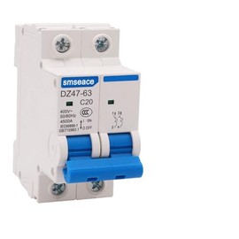 PRACTINET Pastilla Interruptor Termomagnético 20 Amper 2p VCA - Mini Circuit Breaker 20A 2 Polo, AC MCB 6KA 60Hz 230V/400V, Disyuntor miniatura de aire Corto Circuito corriente, Instalación riel DIN