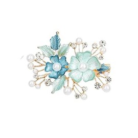 yangzerangBlue Flower Duckbill Hair Clip Luxury Glitter Sparkly Jeweled Crystal Rhinestones Retro Vintage Butterfly Metal French Barrettes Alligator Snap Hair Clips Headpiece Accessory for Women Girls