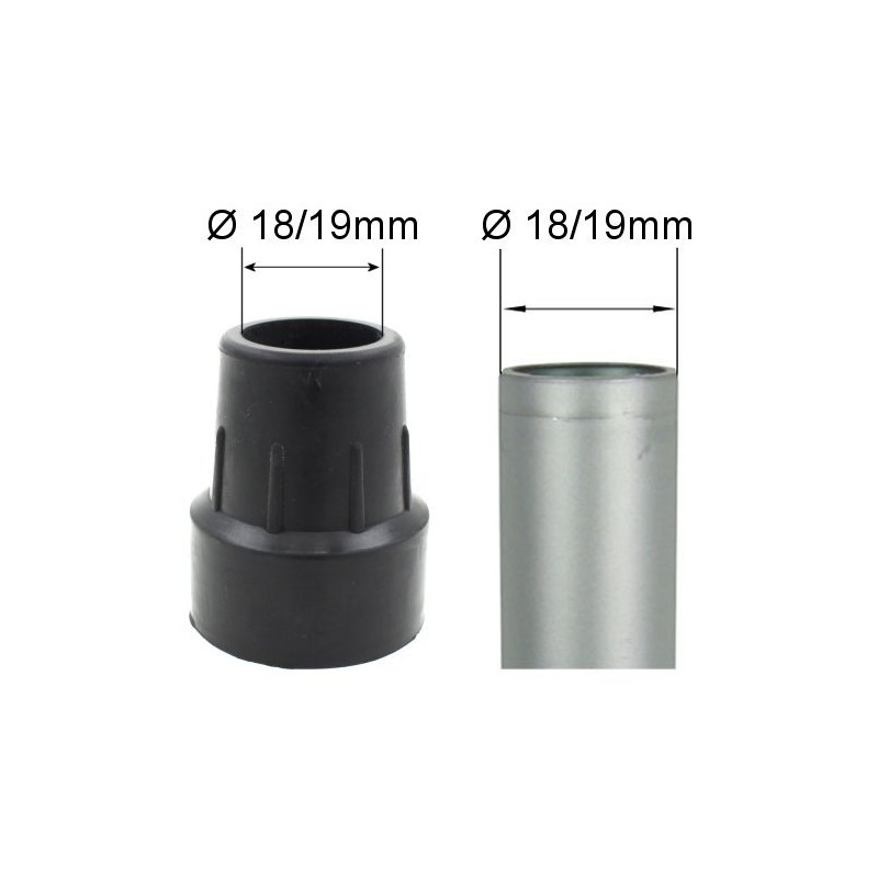 Qty: 2x 18/19mm 3/4" Heavy Duty Rubber Ferrules For Walking