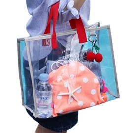 GOCROWEEN Pool Bag, Waterproof, Plastic Bag, Beach Bag, Transparent Bag, Tote Bag, Handbag, Waterproof, Large Capacity, Storage for Changing Clothes, Women's, Girls, Boys, Children, Adults and
