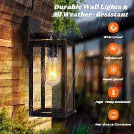 2-Pack Outdoor Lights for House, Waterproof Bronze Exterior Light Fixtures with Clear Glass, Anti-Rust Outside Wall Lanterns Sconces, Front Porch Lights for Garage Doorway, Bulbs Not Included