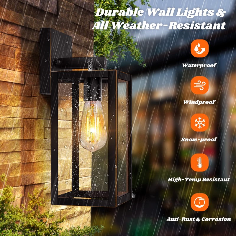 2-Pack Outdoor Lights for House, Waterproof Bronze Exterior Light Fixtures