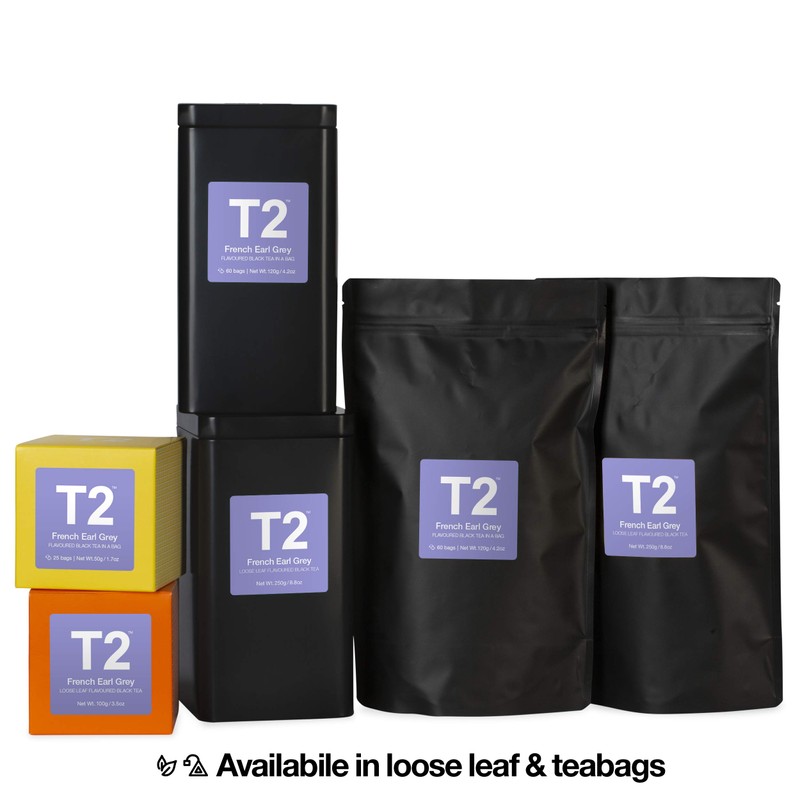 T2 Tea French Earl Grey Black Tea Bags in Box,