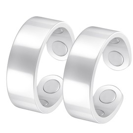 Jecanori 2 Magnetic Rings for Men and Women, Adjustable 99% Copper Ring with 4 Magnets in Gift Box