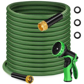 Watato Garden Hose 100FT Non-Expandable Water Hose Flexible Kink-Free Lightweight Leak-Proof Sturdy Outdoor Hose Water Pipe for Garden Yard Lawn Camper 3/4 Inch Fittings with Spray Nozzle
