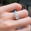 DovEggs Moissanite Engagement Rings for Women 3-Stone 2ct Total 5mm-6.5mm-5mm