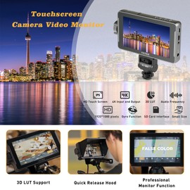 VILTROX DC550 DC-550 DSLR Camera Field Monitor - 5.5-inch Touch Screen Camera Monitor with Sunshade Hood/Battery 3D LUT HDR 4K HDMI in and Out Exposure Focus Assist Waveform Monitor