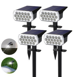 Solar Spot Lights Outdoor Waterproof IP65, 16 LEDs Solar Outdoor Lights, Auto On/Off Solar Landscape Spotlights, 2-in-1 Adjustable Outdoor Solar Lights for Garden Yard Pathway, 4 Pack