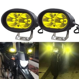 Kawasaki Honda Yamaha Suzuki LED Fog Light Motorcycle Fog Light Motorcycle 12V 24V Universal Waterproof Switch Sub Light Auxiliary Light Inner Plating Small Yellow (Set of 2) (LBF201-YL)