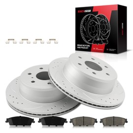 Torchbeam Rear Brakes and Rotors Kit Brake Pads Brake Rotors and Pads for GMC Yukon XL 1500 2007-2014 55133 D1194 Brake Rotors + Ceramic Pads Kit