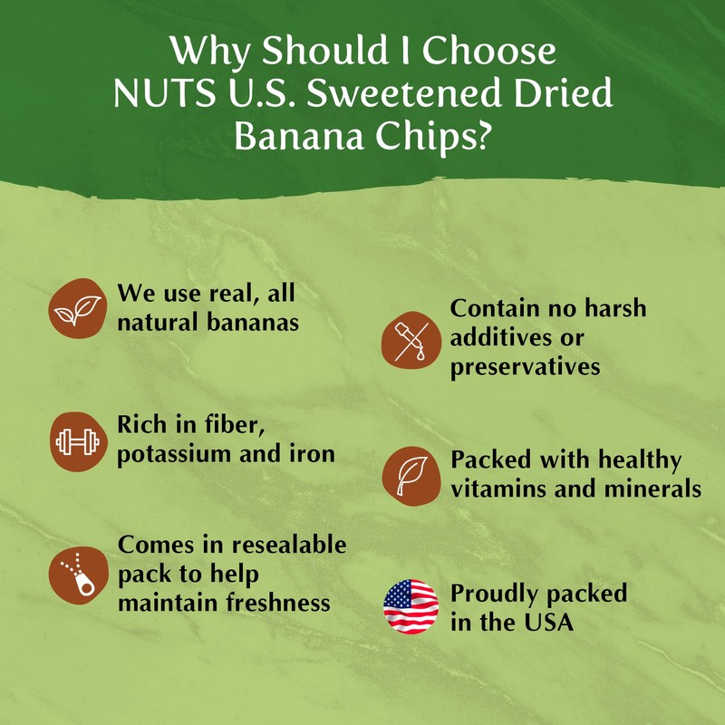 NUTS U.S. - Banana Chips | Dried and Sweetened |