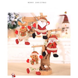 Christmas Ornament Pendants Set of 4 Santa Claus Snowman Reindeer Bear Doll Christmas Tree Ornaments Christmas Tree Decorations with Hanging Bell Christmas Ornament Atmosphere (B)