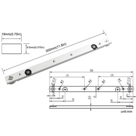 KETIPED Aluminium Alloy 3/4" Miter Bar Clamping Tool Slider Table Saw Gauge Rod T-Slot Track Bar Rail for Router Tables and Woodworking,300mm-Silver