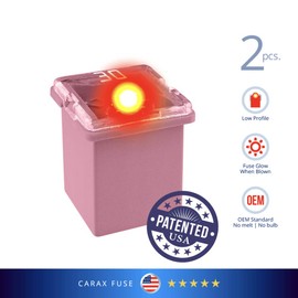 CARAX Glow Fuse – Premium Fuse Cartridge Low Profile Fuse – 30A Kit 2 pcs. – Glow When Blown LED Automotive Fuse – Smart Auto Glow Fuse Easy Identification – 2 pcs