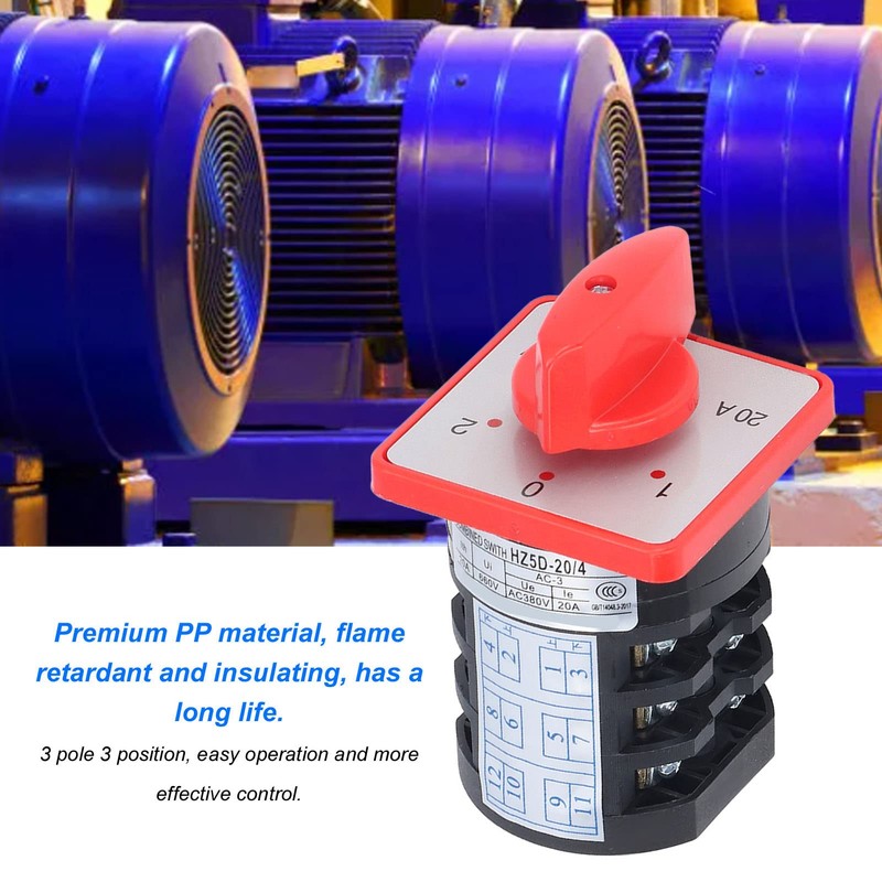 BERM Universal Changeover Switch Latching Rotary Knob 3 Pole 3