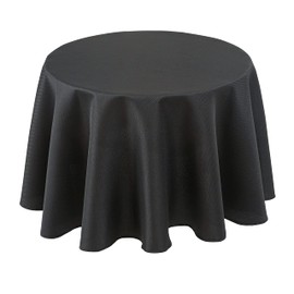 Biscaynebay Textured Fabric Round Tablecloths 60", Black Table Cloth Water Resistant Small Circle Folding Table Covers Linen Washable for Dining, Kitchen, Wedding and Parties etc