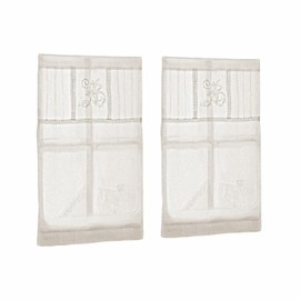 Loberon Pair of Mayenne Net Curtains, Lovingly Embroidered, Charming Country House Style, Opaque, with Tunnel Hem, Privacy Screen, Window Decoration, Linen, Cream