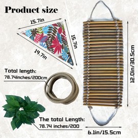 MUYG Reptile Bamboo Climbing Bridge,Lizard Ladder Hammock Bridge Bearded Dragon Hanging Bamboo Ladder Lounger Lizard Hammock Terrarium Vines Decor Reptile Habitat Tank Accessories for Chameleon Gecko