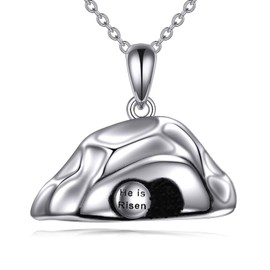 YFN Empty Tomb Necklace Sterling Silver He Is Risen Pendant Necklace Religious Jewelry For Women Christian Gifts For Mom Grandma