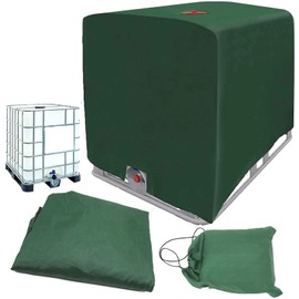 Timisea Water Tank Protective Cover IBC Tote Cover Foil Cover Sun Protective Hood 1000L 275 Gallon protective cover protective hood for IBC tank container rain water tank(Green)