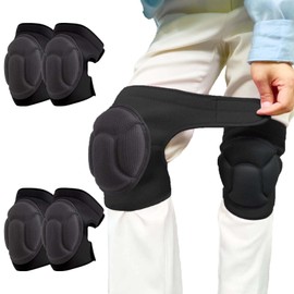 JYBTAA 2 Pairs Men/Women Knee Pads for Cleaning Scrubbing Floors Roofing, Gardening Kneepad for House Work Floor Installations, Adjustable Flooring Knee Protectors Cushion for Painter Worker, Black L