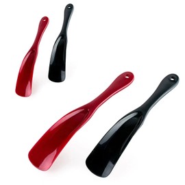 AsggBah 4pcs Superior Plastic Shoe Horn 7.7"*1.38" Small Travel Shoehorn Home Hotel Use for Men Women Kids (2pcs Red,2pcs Black)