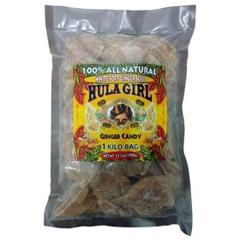 Hula Girl Crystalized Soft Ginger Candy (White Slice 35.2oz / 2.2lb (1kg bag)
