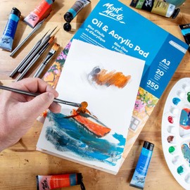 Mont Marte Acrylic Paper A4 – Premium Oil and Acrylic Paint Pad – 20 Sheets – 350g/m² – Ideal for Acrylic- and Oil Paints