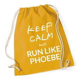 Hippowarehouse Keep calm and run like phoebe Drawstring Cotton School Gym Bag 37cm x 46cm, 12 litres