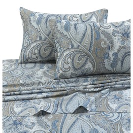 Tribeca Living PAPARK4PSSFU 300 TC Cotton Deep Pocket Sheet Set, Full, Paisley Park Multi