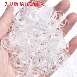 Hymyily Rubber Bands, Approx. 1,000 Pieces, Transparent Color, Small, For Office Use, Folding Diameter 1.4 inches (35 mm), Width 0.08 inch (2 mm), Elastic Band, For Children, Hair Rubber Bands,