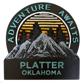 R and R Imports Platter Oklahoma Hand Painted Resin Refrigerator Magnet 3-Inch Approximately Adventure Awaits Design