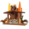 Squirrel Feeder, Wooden Hanging Feeding Station with 2 Entrances and