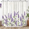 Riyidecor Purple Lavender Shower Curtain Lilac Rustic Wooden Flowers Floral