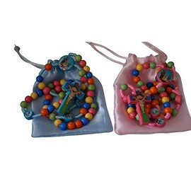 My First Rosary Beads - Children's Colourful Rosary Beads - Learn to Pray Rosary - Satin Drawstring Storage Bag - First Holy Communion, Confirmation, Birthday, Easter, Christmas (Blue)