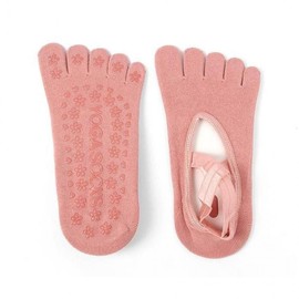 Pink Cross Anti-Slip Full-Toe Pilates Socks Yoga Socks