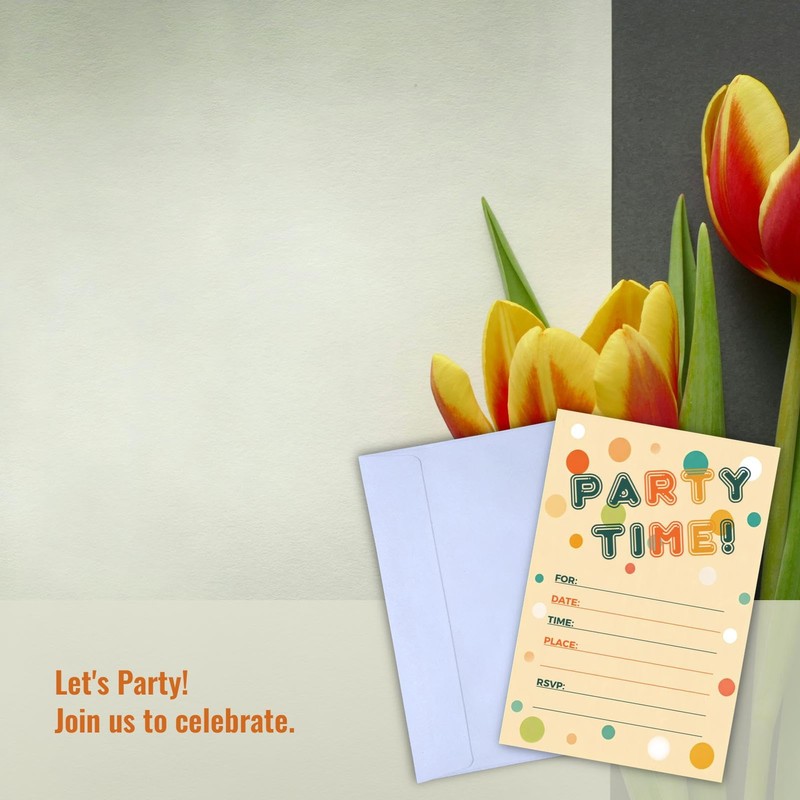 WENFLY Party Time Invitations for All Occasions, Banana Mania Polka