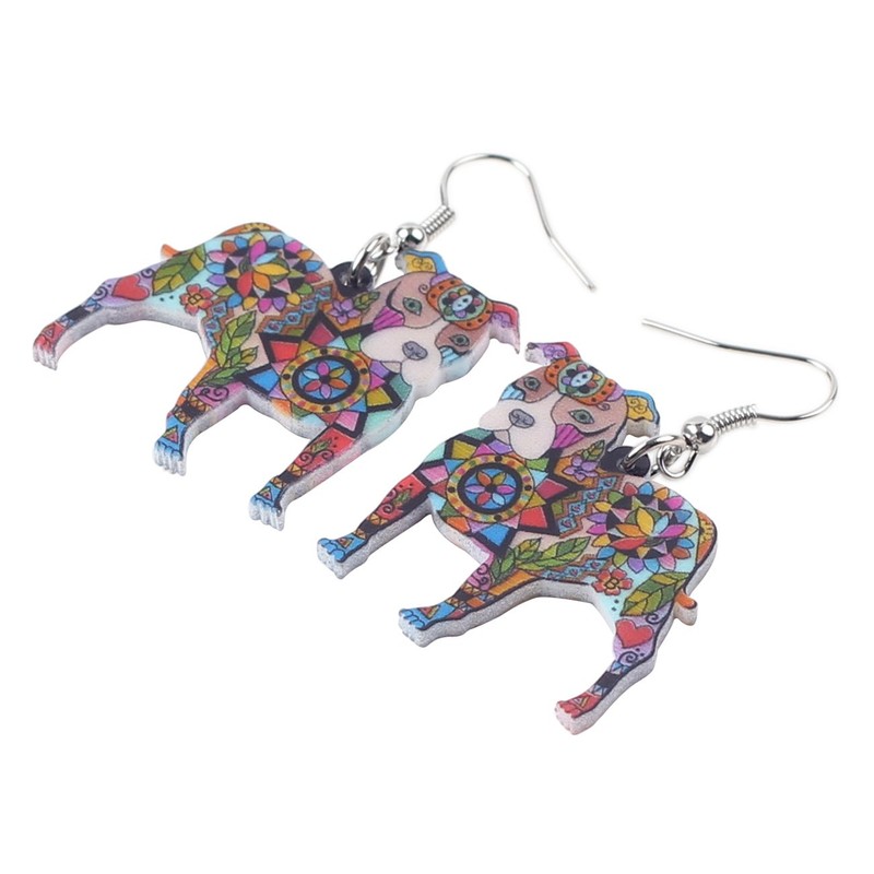 DUOWEI Acrylic Pitbull Dog Earrings Pets Dangle Pet Jewelry for