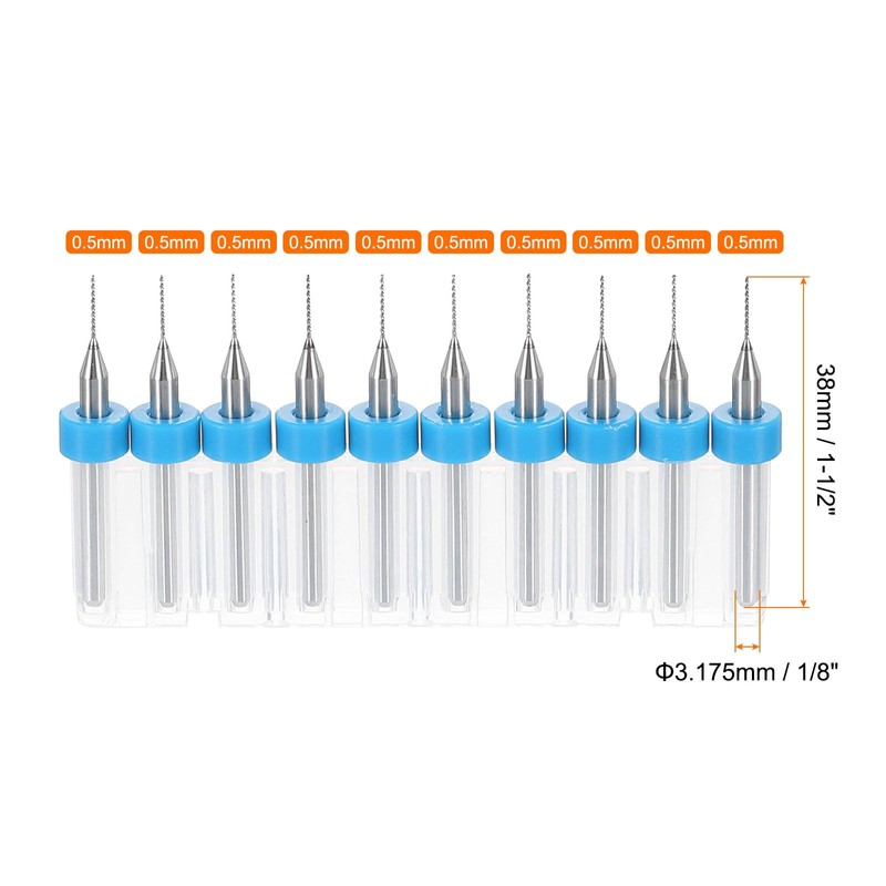 sourcing map 10pcs PCB Drill Bit Set 1/8" Shank 0.5mm
