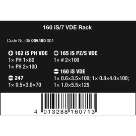 Wera 6480 Kraftform Plus VDE Slimline Screwdriver Set, Red, 7 Pieces
