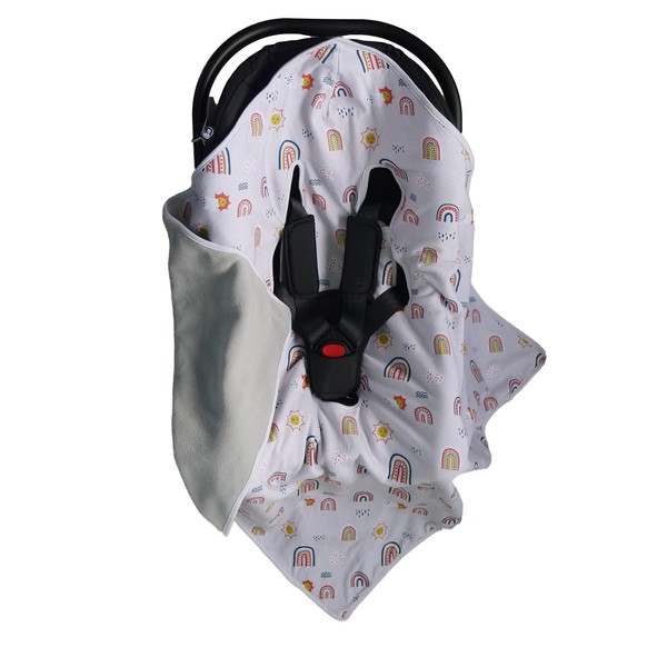 Baby car seat Blanket - Cosy Toes footmuff & wrap, Rainbow Blanket Design. Can be Used in car seat, pram, Pushchair and Buggies. Makes a Great Newborn Baby Gift., Grey
