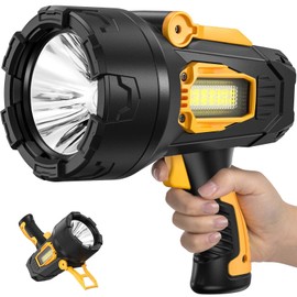 Lylting Rechargeable Spotlight, 99,000 Lumens Super Bright Spotlight Flashlight Outdoor Handheld with Cob Light， Heavy Duty Led Spot Light for Boating Camping