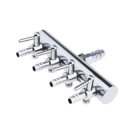 ECSiNG 4 Way Air Flow Splitter Fit for 6mm Inner Diameter Trachea Aquarium Fish Tank Aquaculture Applications Stainless Steel 77mm Length Air Pump Accessories